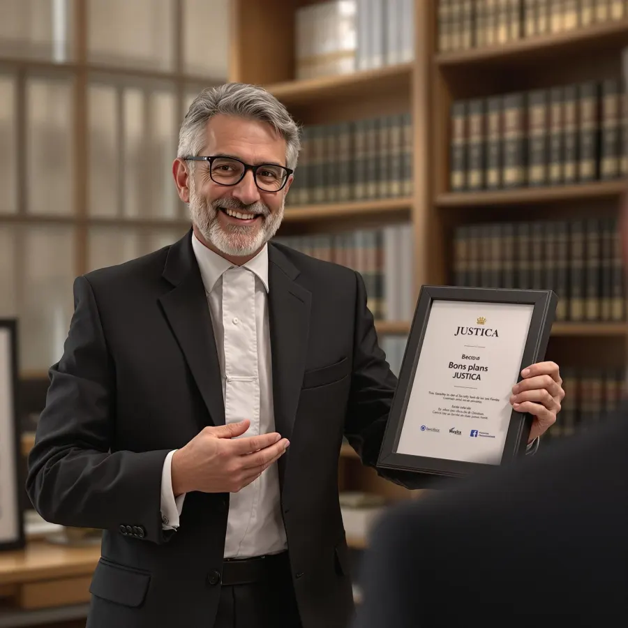 Un avocat présente le certificat Bons plans JUSTICIA